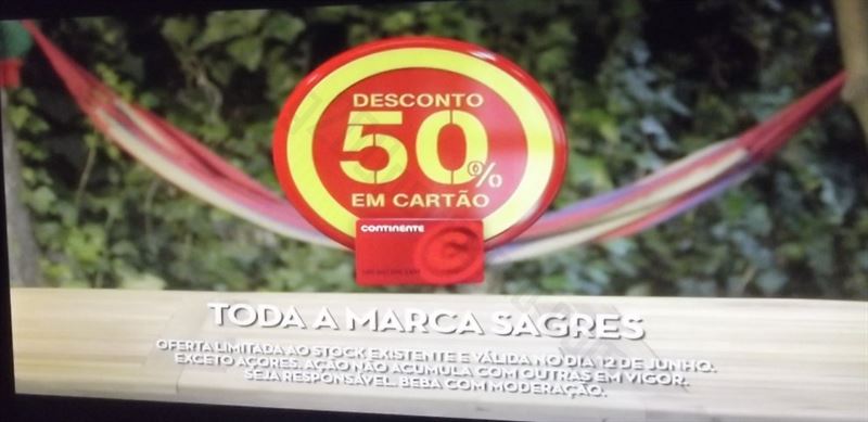 Avistamento 50% CONTINENTE toda a marca Sagres - amanhã dia 12 junho