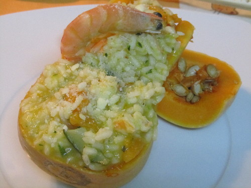 Risoto de Abóbora Menina e Camarão