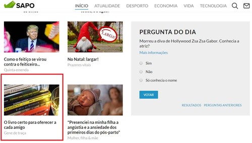 Destaque SAPO homepage livros amigos 19-12-16 marc