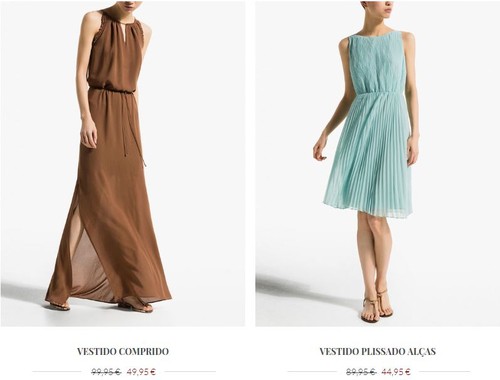 vestido plissado massimo dutti