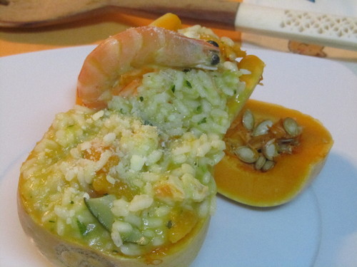 Risoto de Abóbora Menina e Camarão