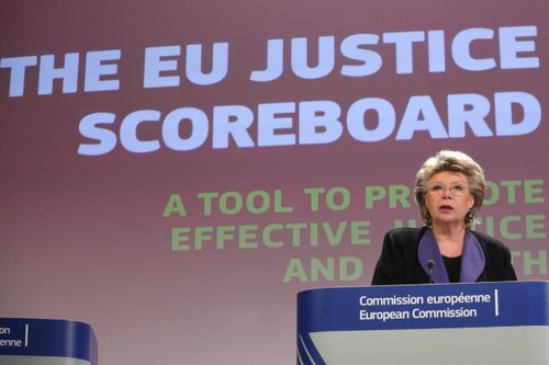 Viviane Reding na apresentação do EU Justice Scorboard