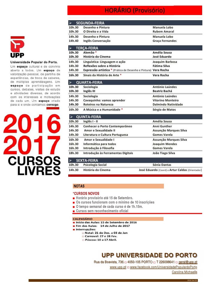 UPP Horário 2016-2017