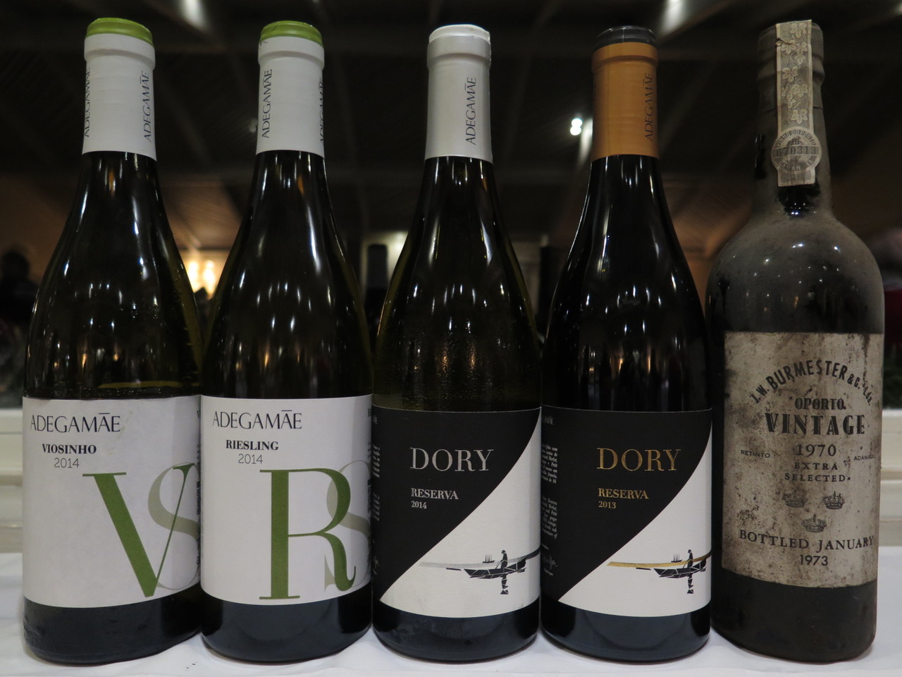 AdegaMãe Viosinho 2014 / AdegaMãe Riesling 2014 / Dory Reserva branco 2014 / Dory Reserva tinto 2013 / Burmester Porto Vintage 1970