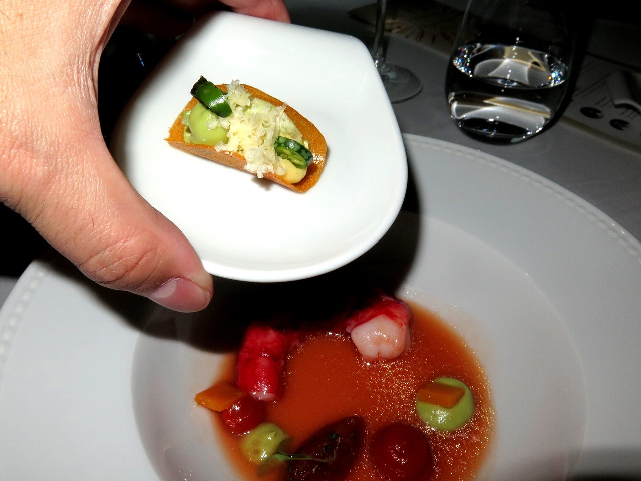 «Carabinero ‘Guatemala’ with Tamarillo, Avocado, Salsa & Taco»