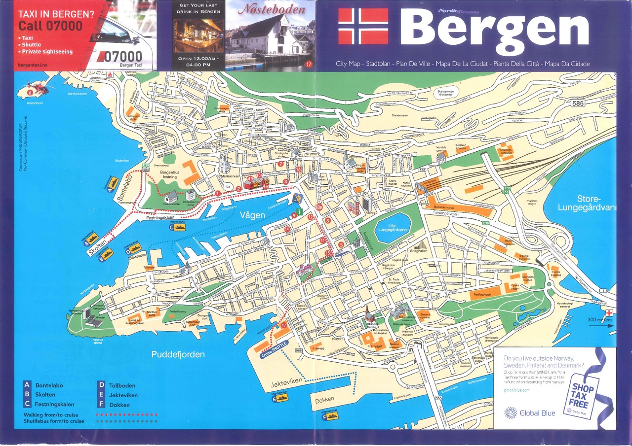 Bergen Norway Tourist Map