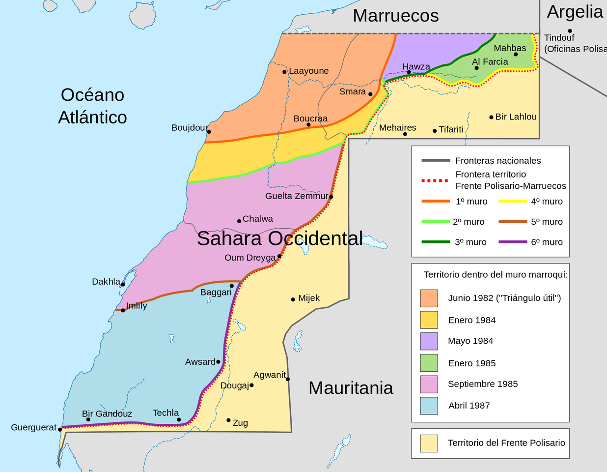 Mapa Sahara Ocidental - muro