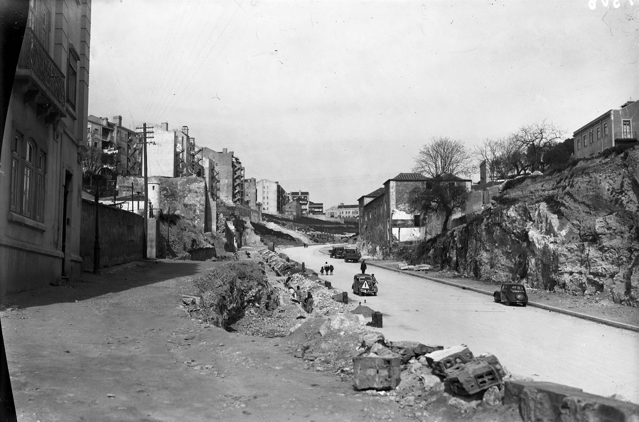 Avenida Infante Santo em construção, 1950, foto 