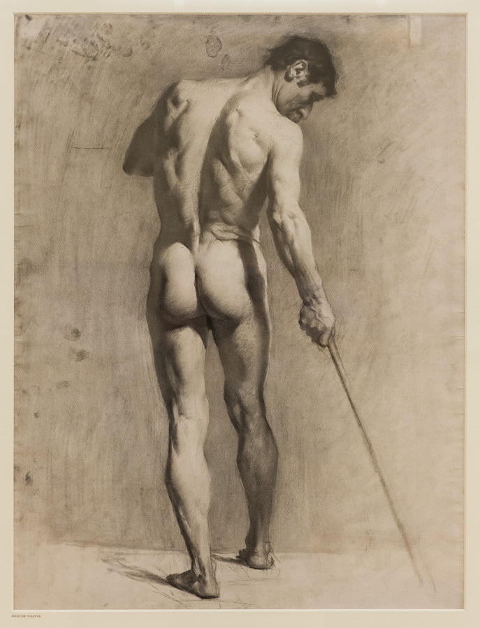 "Life drawing of a male nude with a cane" (Adolphe Valette), Manchester Art Gallery, Manchester