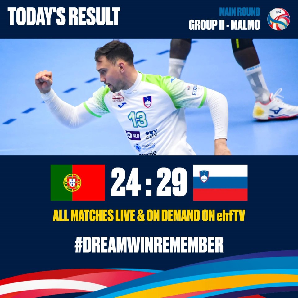 EHF EURO 2020 PORTUGAL PERDE 24 29 COM A ESLOVÉNIA E ASSIM FICOU AFASTADO DAS MEIAS FINAIS