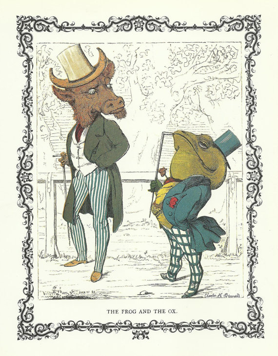Charles H. Bennett, A rã e o touro (das Fábulas de Esopo)