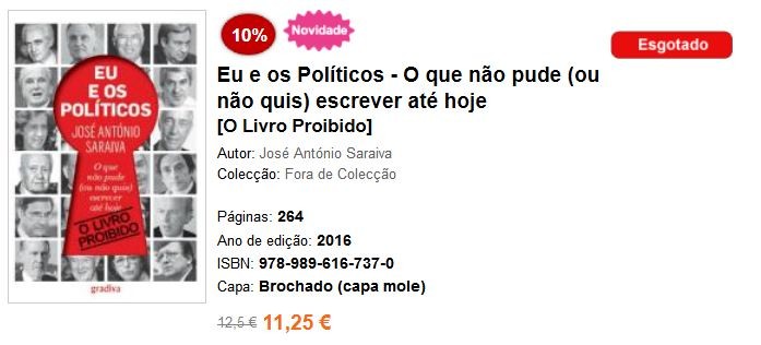 J.A. Saraiva, «Eu e os Políticos» (Gradiva, 2016)