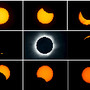 Várias fases do eclipse solar, Indonésia 