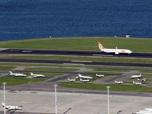 Aeronaves de pequeno porte (em primeiro plano) no 