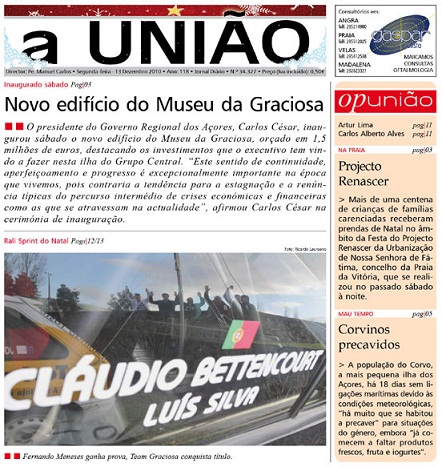 A capa da edição de hoje do matutino angrense...