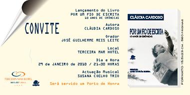Apresentação do livro da Cláudia Cardoso, hoje à noite em Angra...