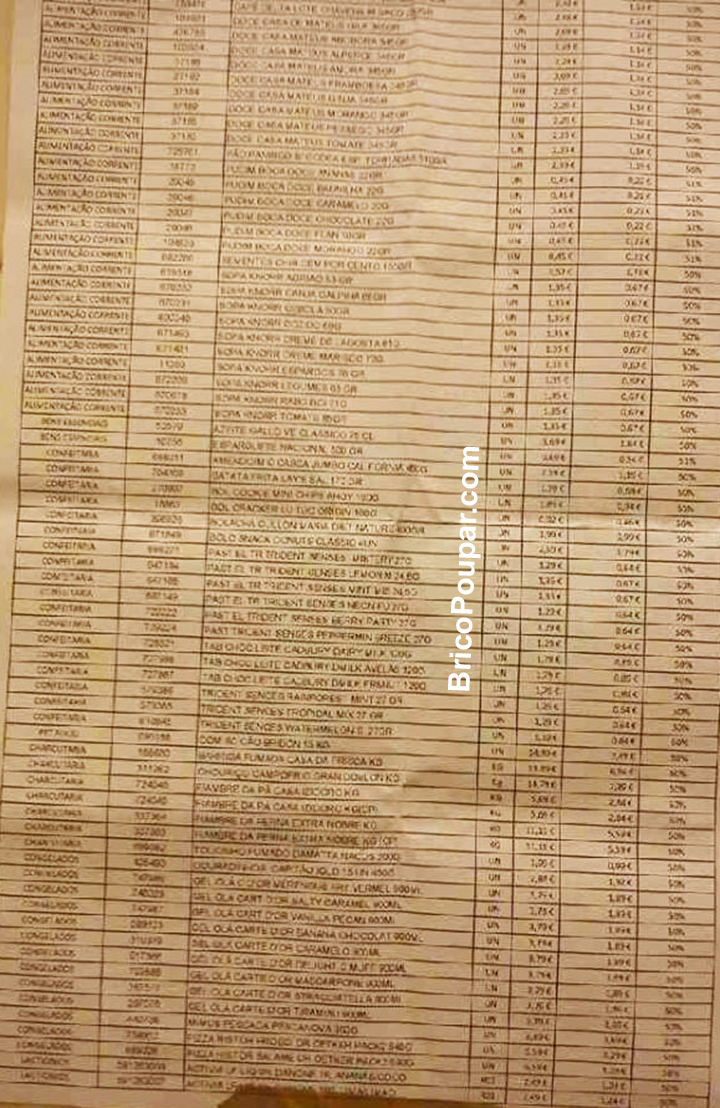 Antevisão da Lista de 60 Produtos com desconto 50% desconto Pingo Doce